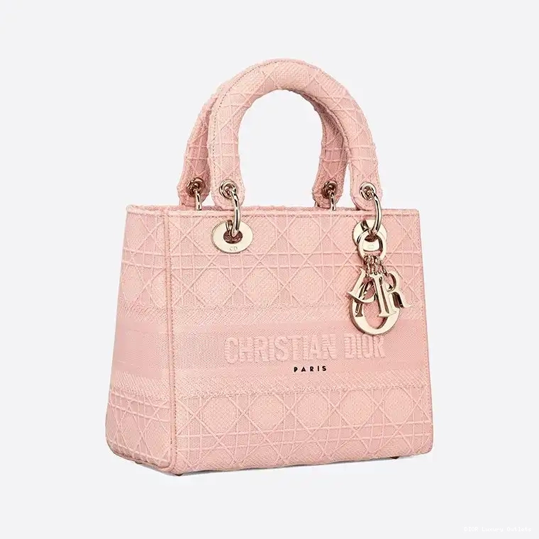 Cheap Medium Pink Bag Canvas Lady Motif Cannage D-lite 0602 Luxury